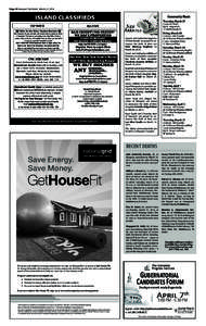 Page 20 Newport This Week March 27, 2014  ISLAND CLASSIFIEDS HELP WANTED $$ Deliver the New Verizon Telephone Directories $$