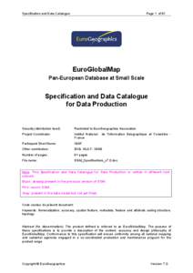 Specification and Data Catalogue  Page 1 of 91 EuroGlobalMap Pan-European Database at Small Scale