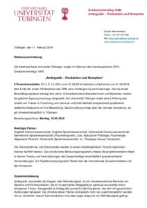 Graduiertenkolleg 1808: Ambiguität – Produktion und Rezeption Kontakt: Inken Armbrust Telefon: +Mail: 