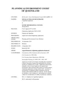 PLANNING & ENVIRONMENT COURT OF QUEENSLAND CITATION: McIlwraith v Scenic Rim Regional CouncilQPEC 121