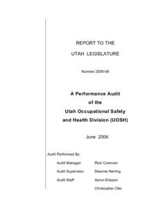 REPORT TO THE UTAH LEGISLATURE Number[removed]A Performance Audit