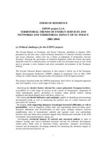 Economy of the European Union / European Spatial Development Perspective / Interreg / Spatial planning / Structural Funds and Cohesion Fund / Energy policy of the European Union / Sustainable energy / Territorial cohesion in the European Union / Alpine Space Programme / European Union / Europe / Energy economics