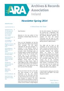 Newsletter Autumn[removed]Newsletter Date Newsletter Spring 2014 Inside this issue: