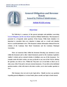 GENERAL OBLIGATION AND REVENUE BONDS REVISED[removed]General Obligation and Revenue Bonds Issued by Political Subdivisions