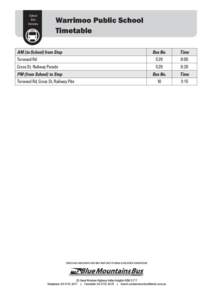 School Bus Services Warrimoo Public School Timetable
