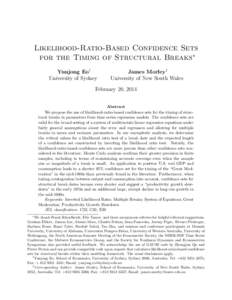 Likelihood-Ratio-Based Confidence Sets for the Timing of Structural Breaks∗ Yunjong Eo† University of Sydney  James Morley‡