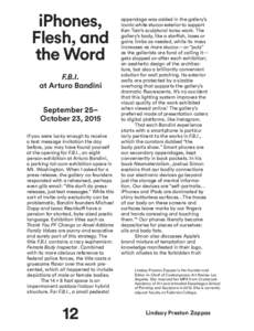 iPhones, Flesh, and the Word F.B.I. at Arturo Bandini September 25–