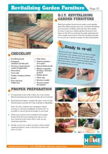 Revitalising Garden Furniture	  Page 01 D.I.Y. Revitalising garden furniture