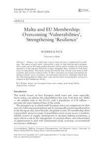 European Integration Vol. 28, No. 1, 33–49, March 2006 ARTICLE  Malta and EU Membership: