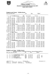 Deutsche Einzelstrecken Meisterschaft 2014 Inzell, Ergebnis nach Paaren 10.000m Herren Pair Lane St.No. Name Nat.