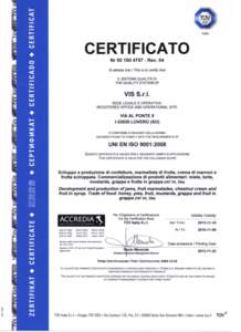 Italia  CERTIFICATO Nr50Rev. 04 Si attesta che / This is to certìfy that IL SISTEMA QUALITÀ DI