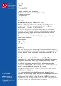 Your Ref: Our Ref: 7 November 2014 Planning for Bushfire Risk Management Bushfire regulations discussion paper Submission form Department of Planning