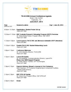 TN-SCORE Annual Conference Agenda Music City Center Nashville, TN June 26-27, 2014 Time