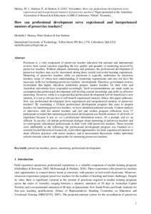 Murray, M. J., Hudson, P., & Hudson, S, November). How can professional development serve experienced and inexperienced mentors of preservice teachers? Paper presented at the Australian Association of Research in 