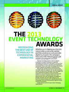 SPECIAL REPORT  THE 2013 EVENT TECHNOLOGY AWARDS RECOGNIZING