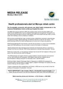 2.3.15_RDN Media Release_Health professionals start at Moruya rehab centre