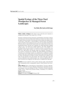 Silva Fennica[removed]research articles  Spatial Ecology of the Three-Toed Woodpecker in Managed Forest Landscapes Timo Pakkala, Ilkka Hanski and Erkki Tomppo
