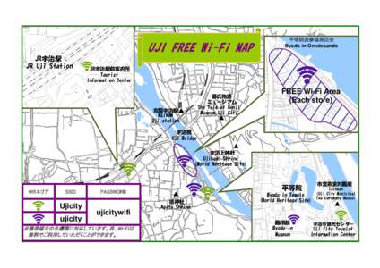 UJI FREE Wi-Fi MAP JR宇治駅 JR Uji Station 平等院表参道商店会 Byodo-in Omotesando