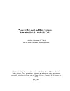 Women's Movements and State Feminism: Integrating Diversity into Public Policy