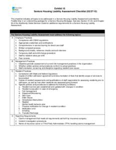 Exhibit 15 Seniors Housing Liability Assessment Checklist