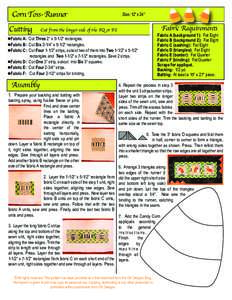 Corn Toss- Runner Cutting Size: 12” x 24”  Fabric Requirements