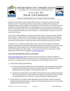 DEPARTMENT OF CONSERVATION DIVISION OF LAND RESOURCE PROTECTION S ENATE B ILL 618  SOLAR-USE EASEMENTS