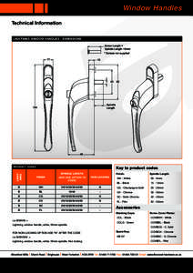 Window Handles Technical Information LIGHTNING WINDOW HANDLES - DIMENSIONS LIGHTNING