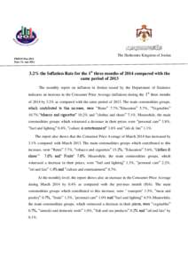 The Hashemite Kingdom of Jordan PRESS/ Mar.2014 Date. 14. Apr[removed]% the Inflation Rate for the 1st three months of 2014 compared with the same period of 2013