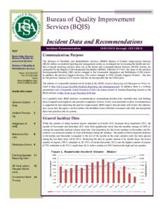 Bureau of Quality Improvement Services (BQIS) Incident Data and Recommendations Incident Communication[removed]through[removed]