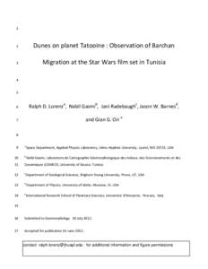 1  2 Dunes on planet Tatooine : Observation of Barchan