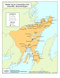 Median Age for Communities of the Clarenville - Bonavista Region Population Size 1 - 1,500