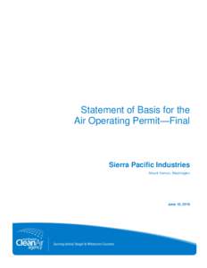Statement of Basis for the Air Operating Permit—Final Sierra Pacific Industries Mount Vernon, Washington