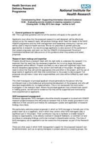 Commissioning Brief - Supporting Information (General Guidance – Evaluating service models of smoking cessation in prison Closing date: 14 Maytwo stage – outline to full) 1. General guidance for applica