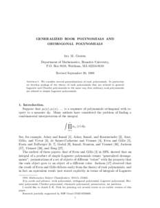 GENERALIZED ROOK POLYNOMIALS AND ORTHOGONAL POLYNOMIALS Ira M. Gessel Department of Mathematics, Brandeis University, P.O. Box 9110, Waltham, MA[removed]