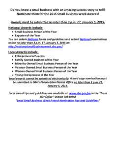 Award Nomination Tips and Guidelines