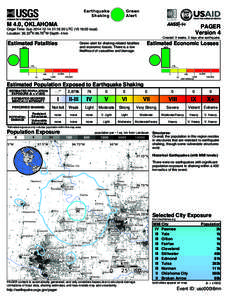 Green Alert Earthquake Shaking M 4.0, OKLAHOMA