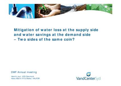 Mitigation of water loss at the supply side and water savings at the demand side – Two sides of the same coin? DWF Annual meeting Henrik Juul, VCS Denmark
