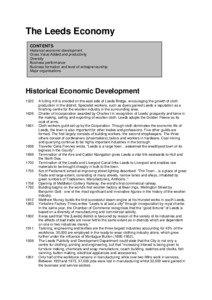 The Leeds Economy CONTENTS Historical economic development