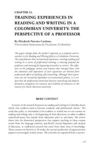 CHAPTER 13.  TRAINING EXPERIENCES IN READING AND WRITING IN A COLOMBIAN UNIVERSITY: THE PERSPECTIVE OF A PROFESSOR