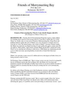 Earthjustice / Clean Water Act / Alewife / United States Environmental Protection Agency / Citizen suit / Maine / Saint Croix River / St. Croix River / St. Croix / Canada–United States border / Merrymeeting Bay / Law