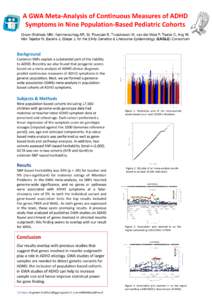 A GWA Meta-Analysis of Continuous Measures of ADHD Symptoms in Nine Population-Based Pediatric Cohorts Groen-Blokhuis MM, Hammerschlag AR, St. Pourcain B, Trzaskowski M, van der Most P, Tiesler C, Ang W, Vilor Tejedor N,