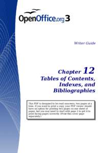 Writer Guide  12 Chapter Tables of Contents,