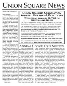 UNION SQUARE NEWS January 2004 FROM  THE