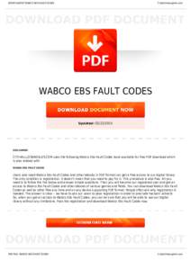 BOOKS ABOUT WABCO EBS FAULT CODES  Cityhalllosangeles.com WABCO EBS FAULT CODES