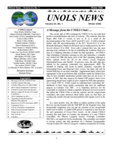 UNOLS News – Volume 23, No. 1  Winter 2006 UNOLS NEWS