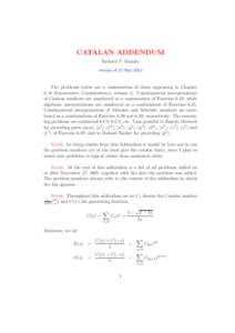 Integer sequences / Discrete mathematics / Catalan number / Tree / Motzkin number / Graph / Path / Combinatorics / Mathematics / Enumerative combinatorics