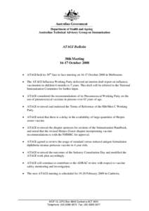 Australian Technical Advisory Group on Immunisation  ATAGI Bulletin 38th MeetingOctober 2008