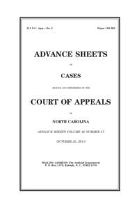 214 N.C. App.—No. 2  Pages[removed]ADVANCE SHEETS OF