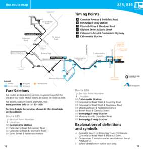 815, 816  Bus route map T-way towards Parramatta