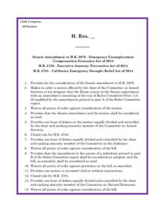 113th Congress 2d Session H. Res. __  Senate Amendment to H.R[removed]Emergency Unemployment